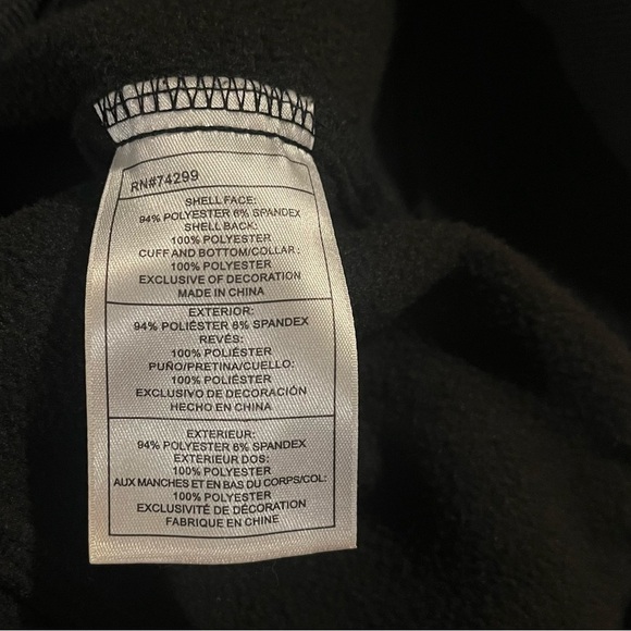 Reebok Bomber Jacket Black & White Full Zip Fleece Lined Polyester Shell Size XL - Picture 5 of 11